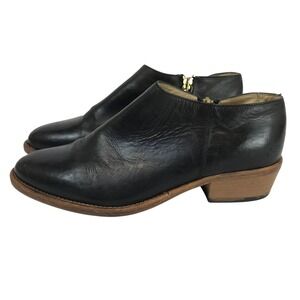 Sartori Gold Black Leather Ankle Boot Side Zip Block Heel Made in Italy Women 38